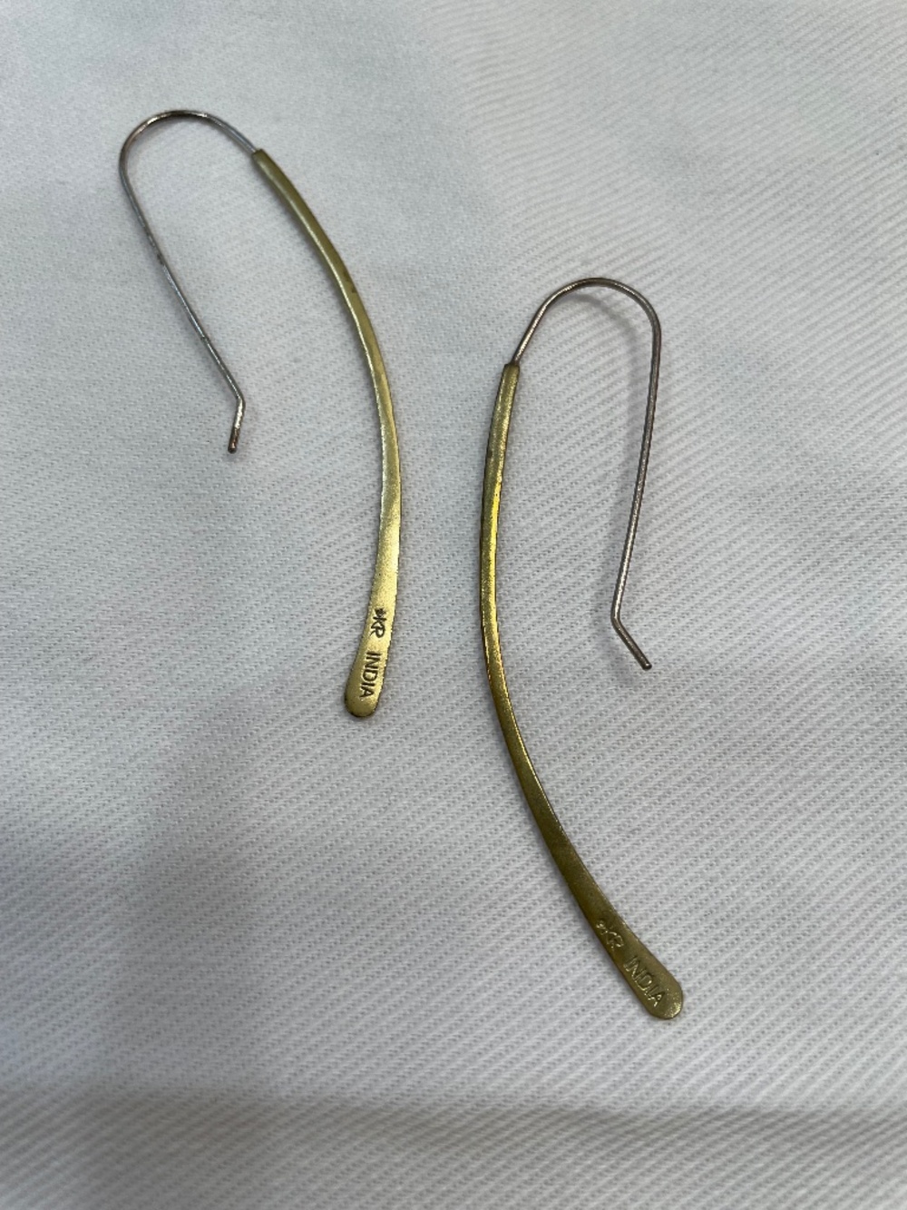 Silpada KR Contour Art Earrings KRW0058 Brass Sterling Silver Curved Threader